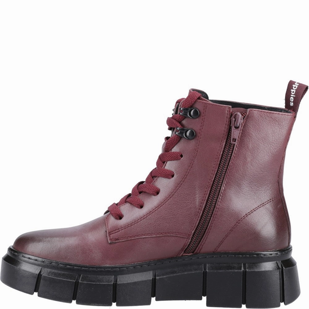 Lace Up Platform Combat Boots Bordeaux Fawn Ankle Boots