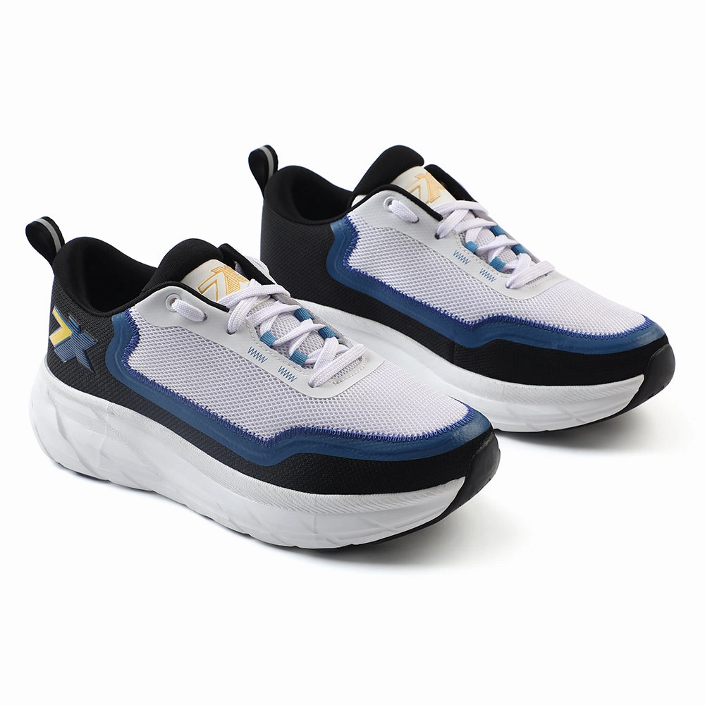 Floral Running Shoes Leap7x White Sports Lacing Running Shoes For Men ROBUST-3E By Liberty