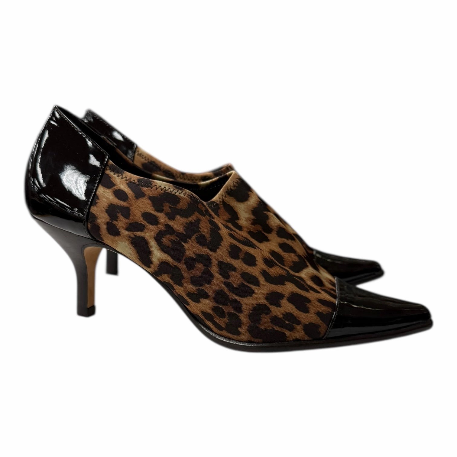 Block High Heels Closed Toe Shoes Heels Kitten By Donald Pliner In Black & Brown, Size:7