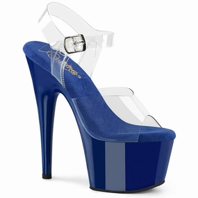 Plantar Fasciitis From High Heels Adore-708 Clear/Royal Blue, 7" Heels