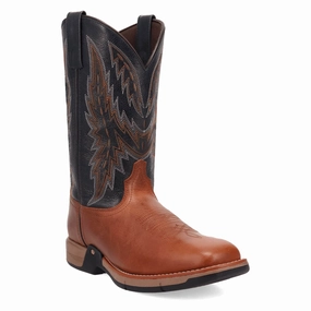 Laredo Mens Vapor Cognac/Black Leather 11in Cowboy Boots Boots On Sale
