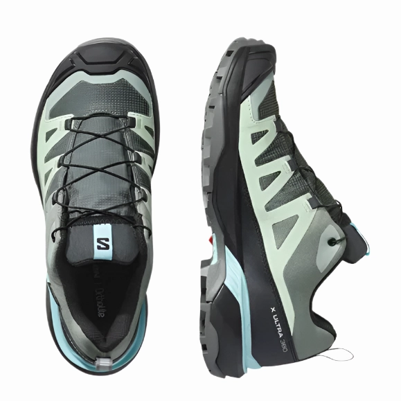 Salomon Womens Trainer X Ultra 360 GTX Sedona Sage/Black/Sea Foam Good Hiking Shoes For Hawaii
