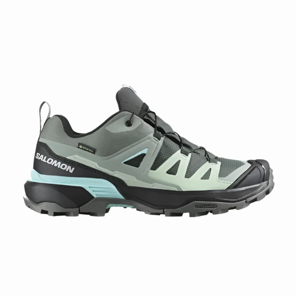 Salomon Womens Trainer X Ultra 360 GTX Sedona Sage/Black/Sea Foam Hiking Shoes For Everest Base Camp