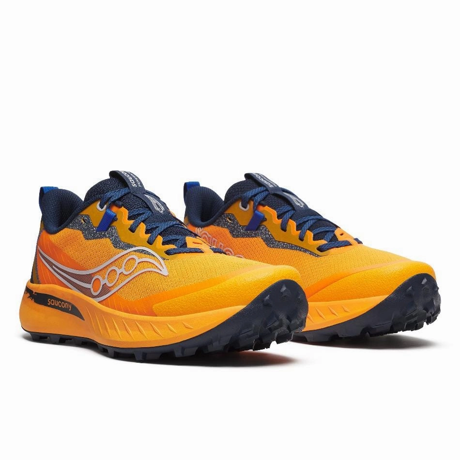 Best Road Trail Hybrid Shoe Saucony Men's Peregrine 15 Running Shoes in Peel/Navy SS25