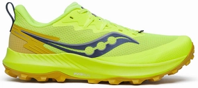 Saucony Peregrine 14 Mens Trail Running Shoes - Yellow Wide Toe Trail Running Shoes