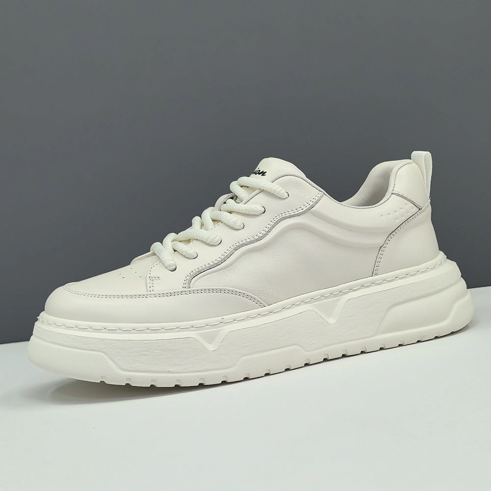 Simple Wedding Shoes Flats Men Breathable Flat Casual Solid Leather Sneakers