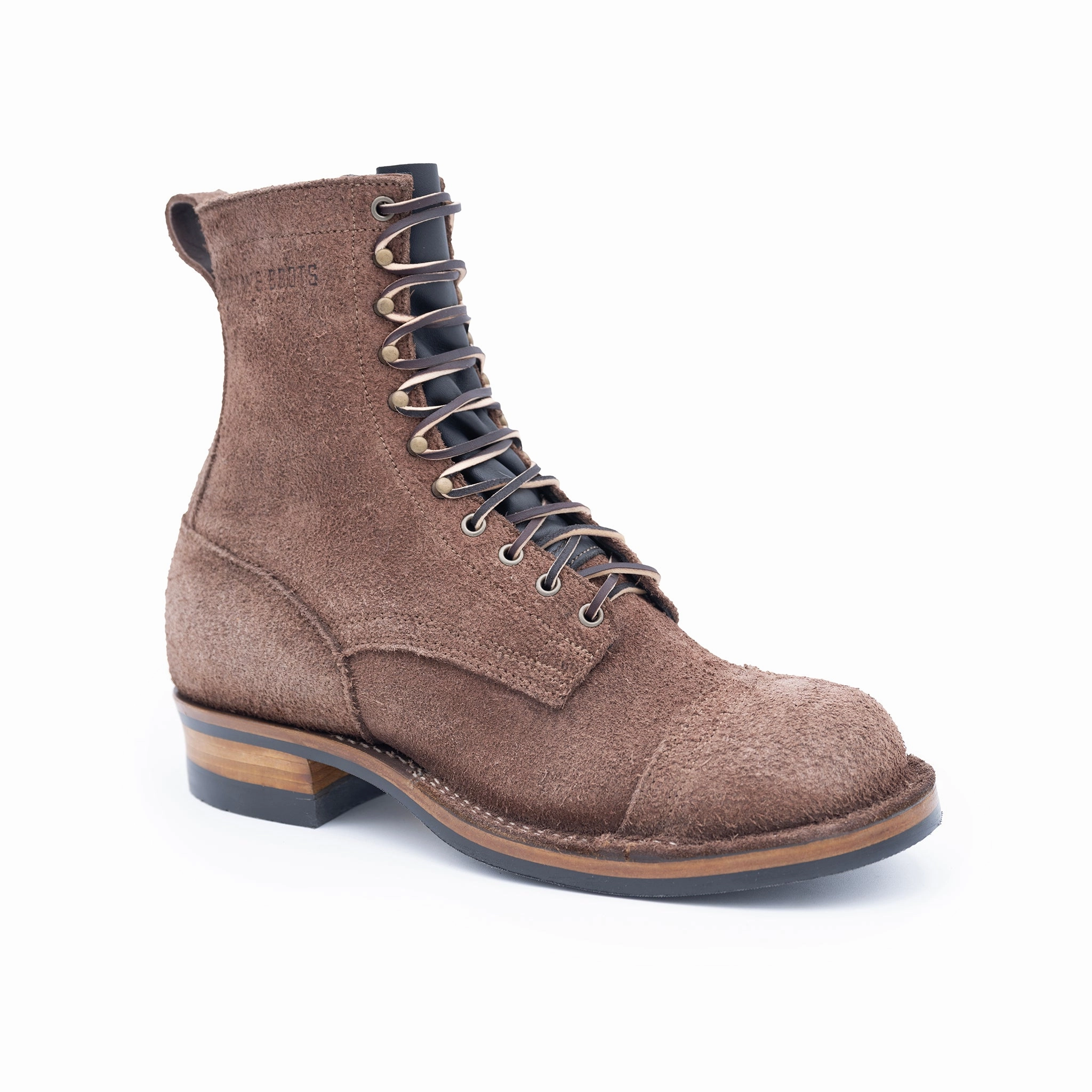 Drew's 8-Inch Contractor - Brown Roughout Toe Cap Best Work Boots For Shoveling