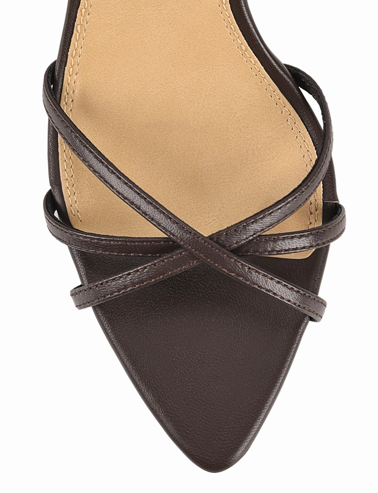 Funky High Heels Madison Point Toe Strappy Heel - Chocolate Brown Leather