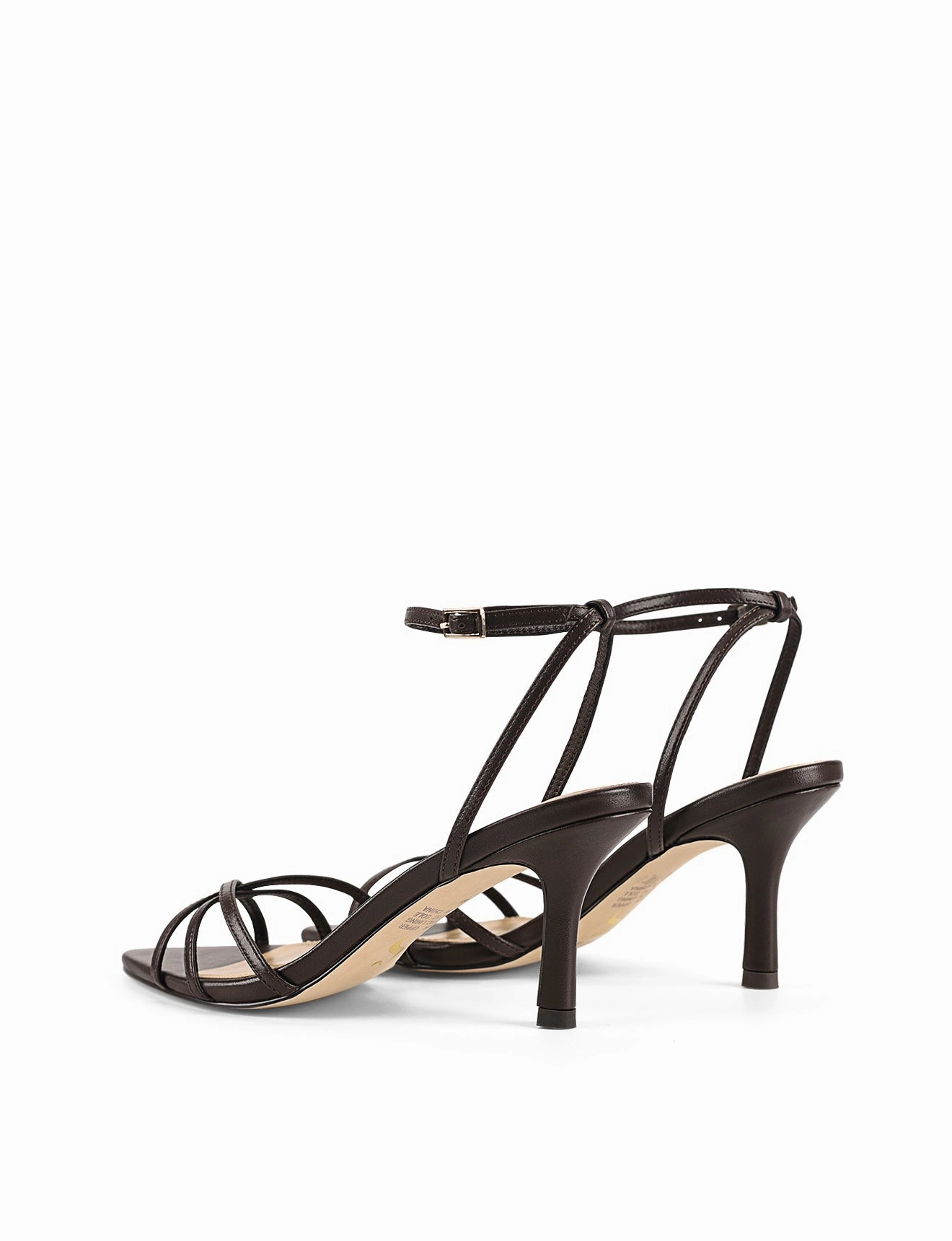 Madison Point Toe Strappy Heel - Chocolate Brown Leather High Heel Shoe Sketch