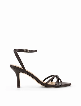 Madison Point Toe Strappy Heel - Chocolate Brown Leather High Heels For Big Feet