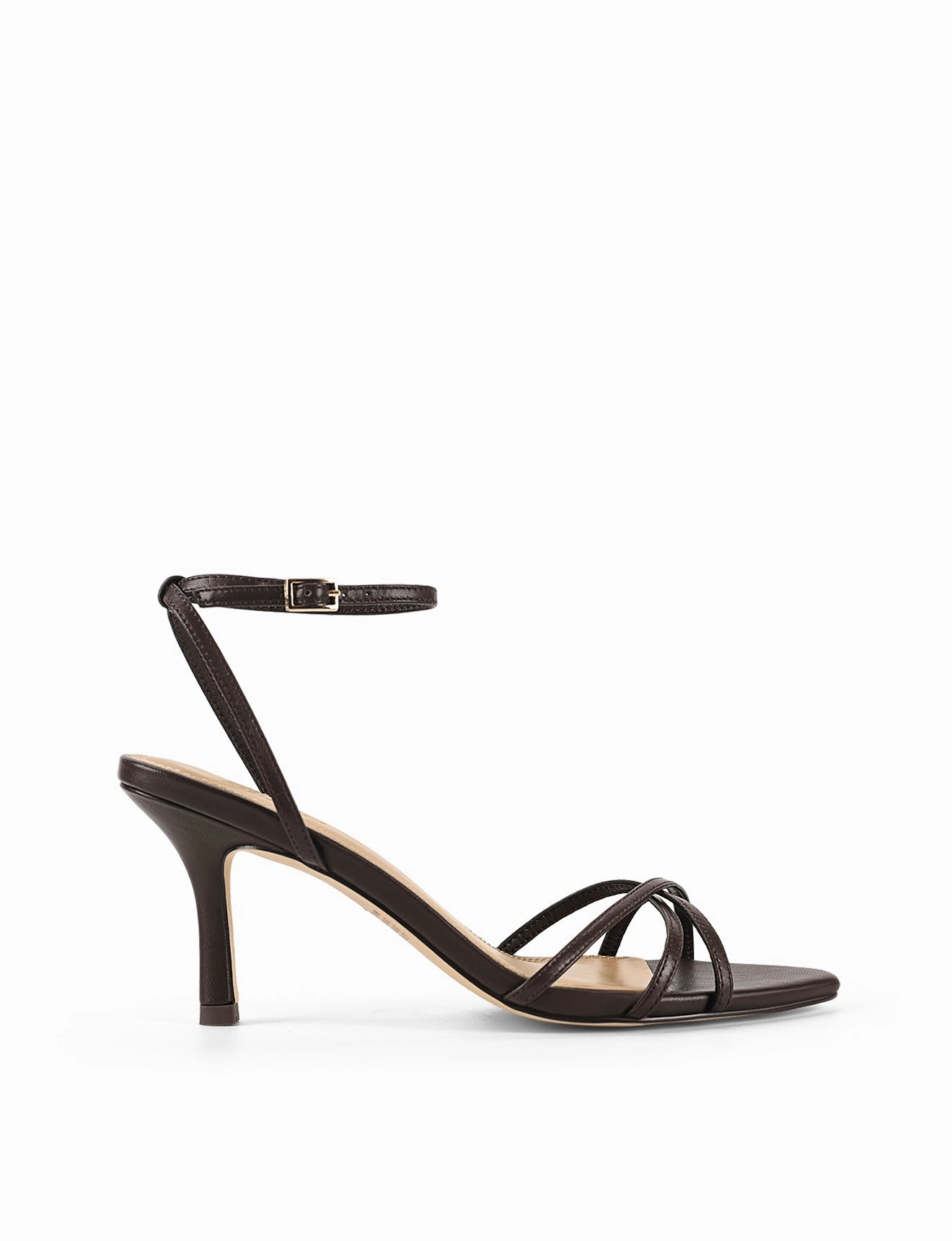 Heels Pumps Madison Point Toe Strappy Heel - Chocolate Brown Leather