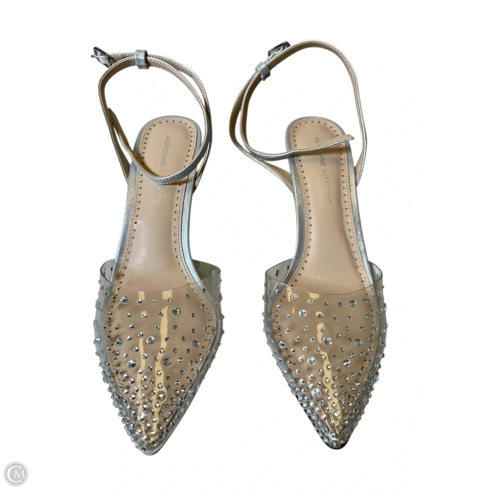 Shoes Heels Kitten By Adrienne Vittadini In Silver, Size: 8.5 Fringe Sandals