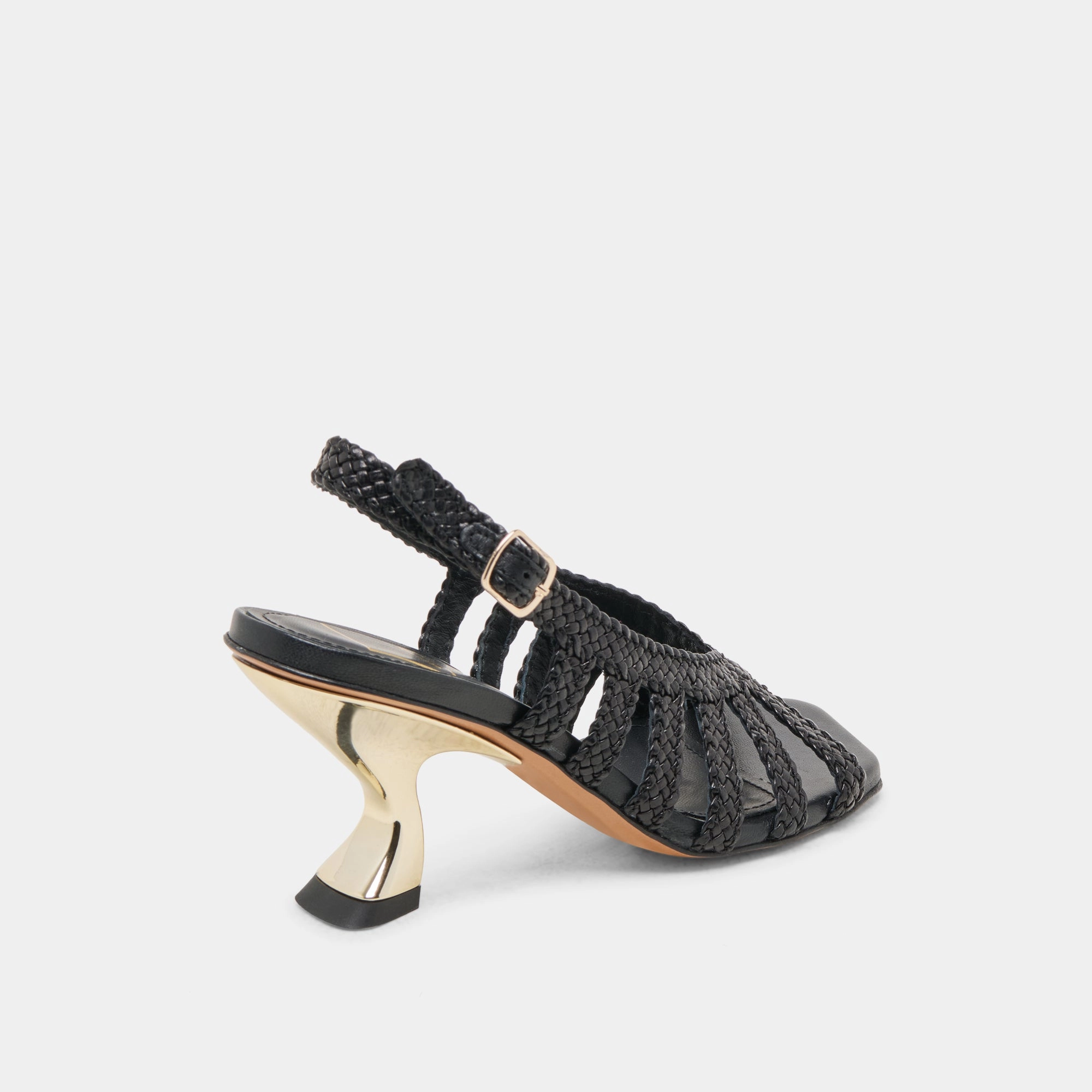 SICILY HEELS BLACK WOVEN LEATHER High Heels Loafers
