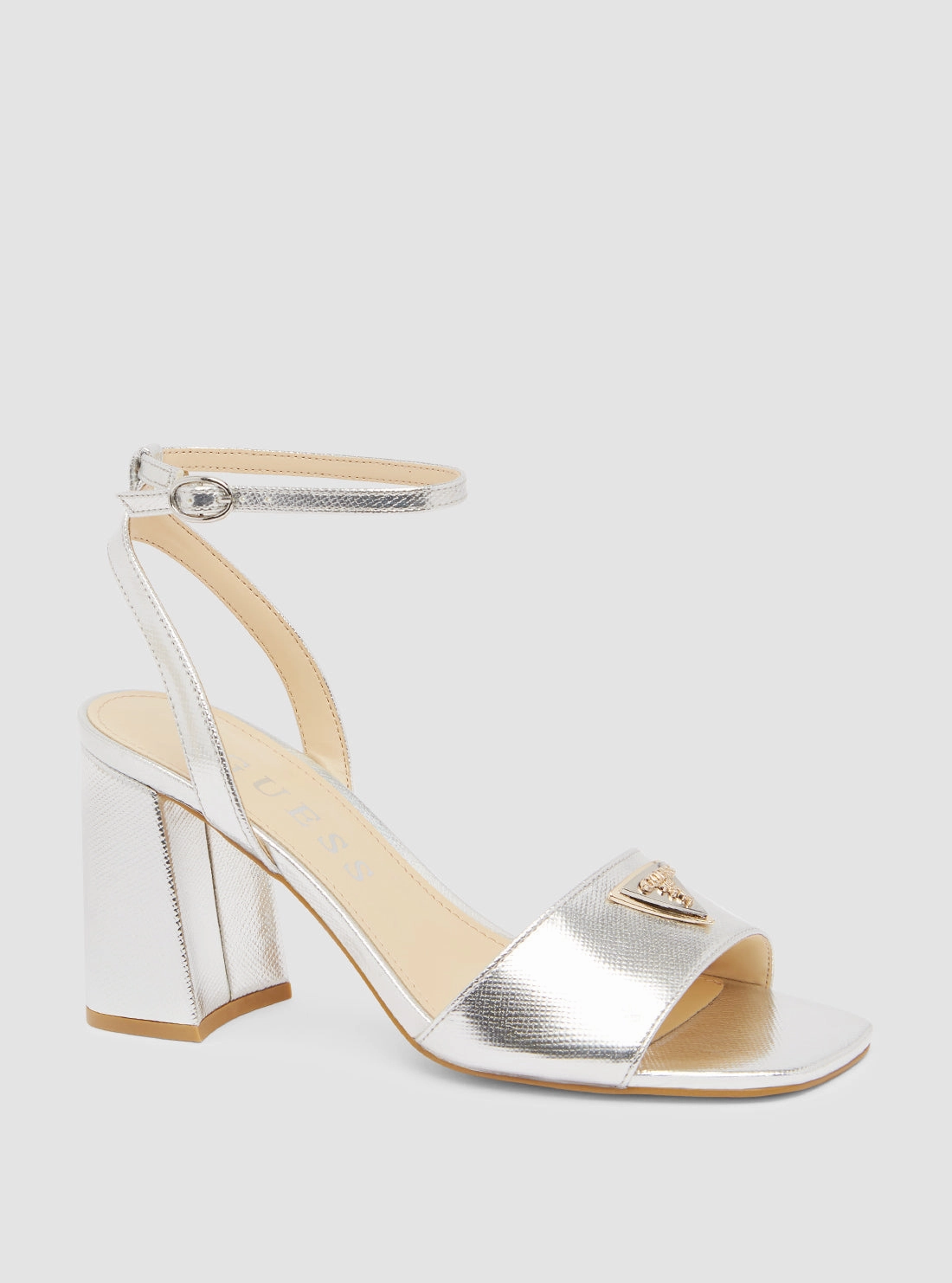 Hot Heel Shoes Silver Gelyae Block Heel