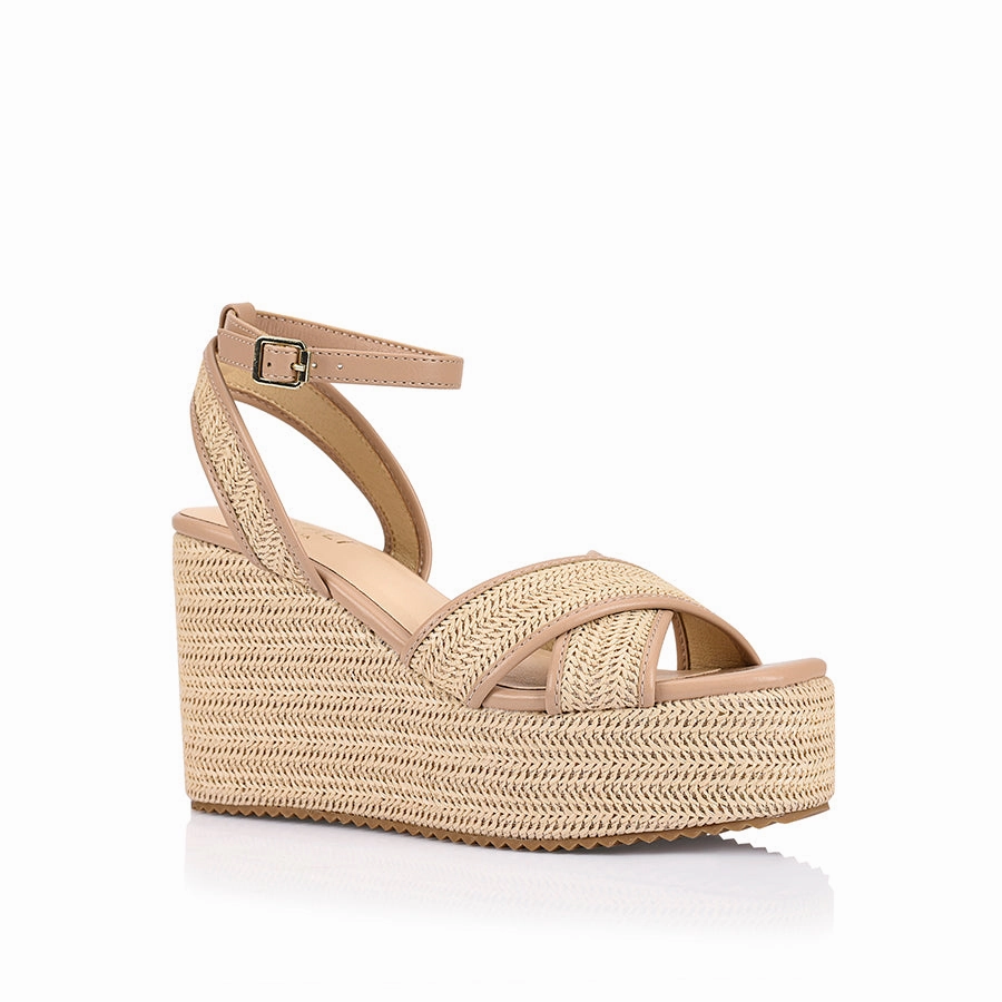 Callipo Raffia Wedges - Beige/Raffia