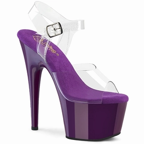 Adore-708 Clear/Purple, 7" Heels High Heels Shows
