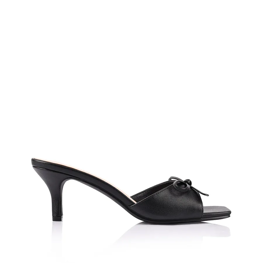 High Heel Nylon Porn Tay Kitten Heel Mules - Black