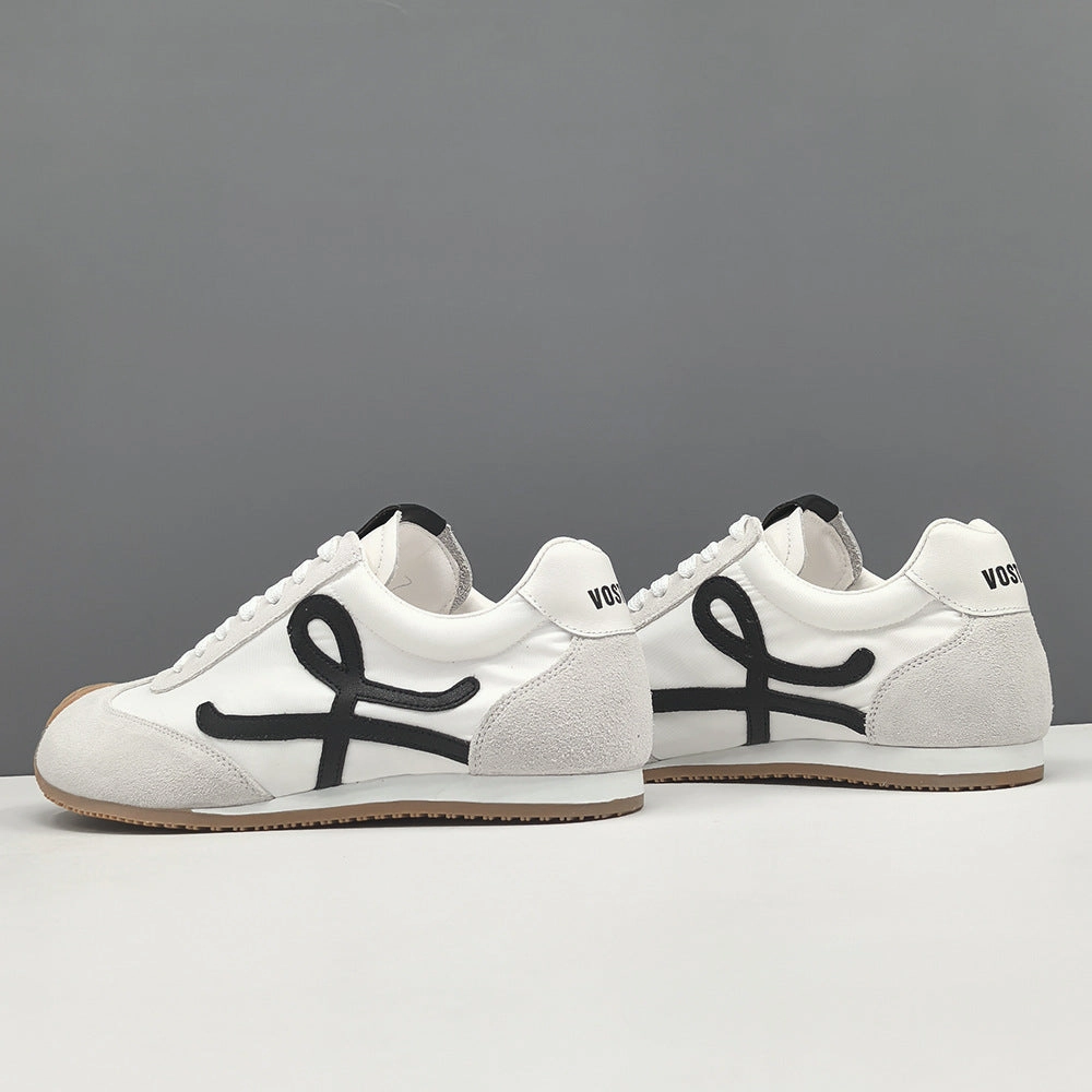 High Arch Shoes Men Stylish Patchwork Canvas Suede Flat Casual Sneakers