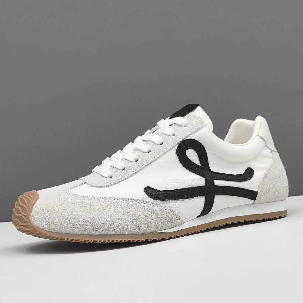 Flat Gold Shoes Men Stylish Patchwork Canvas Suede Flat Casual Sneakers