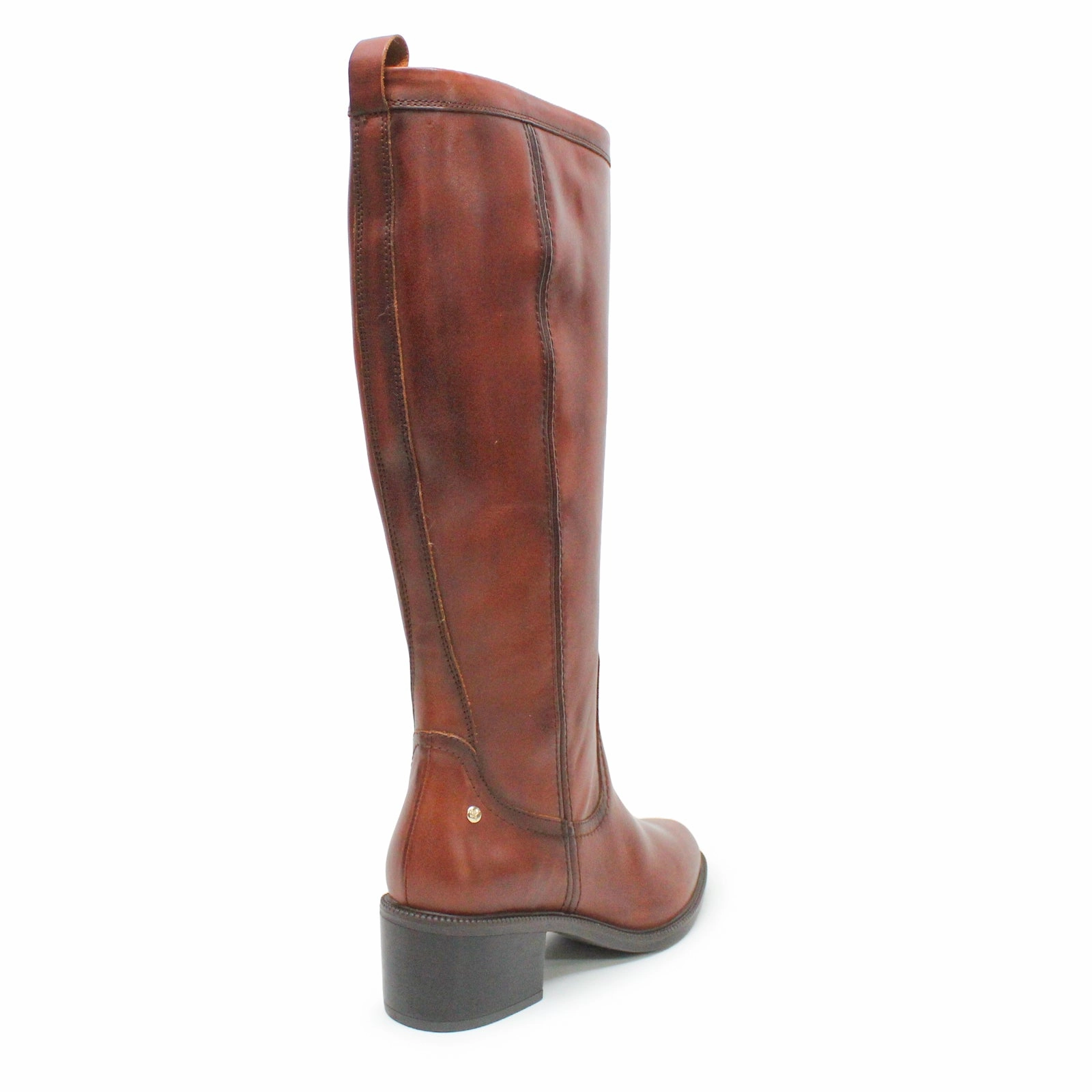 Pikolinos Bacarot W2D-9640 Leather Women's Knee High Cognac Boots Leopard Knee High Boots