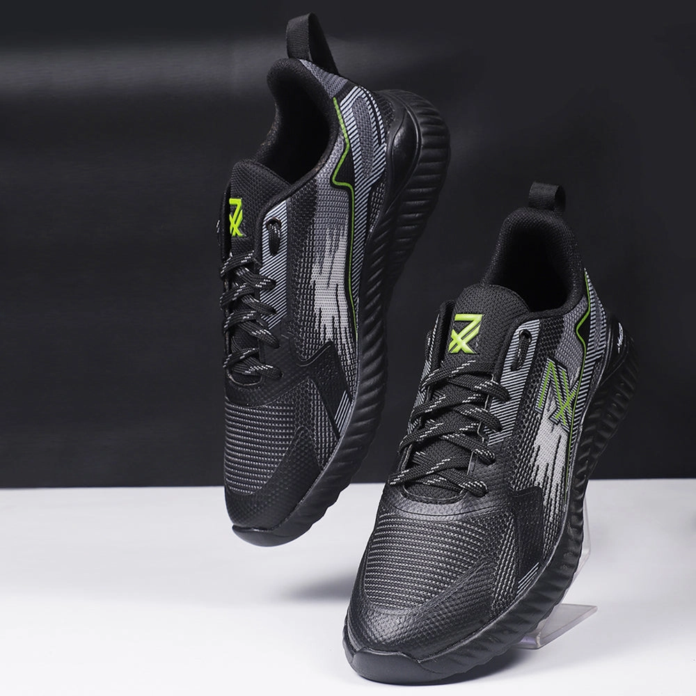 Best Walking Shoes For Seniors Leap7x Black Sports Lacing Walking Shoes For Men NITSOFT-1E By Liberty