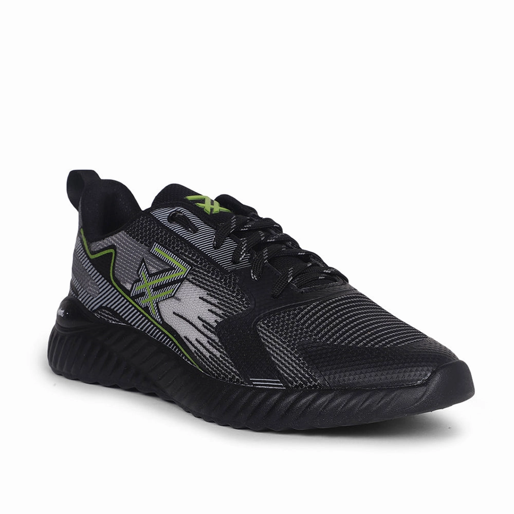 Leap7x Black Sports Lacing Walking Shoes For Men NITSOFT-1E By Liberty Best Barefoot Walking Shoes