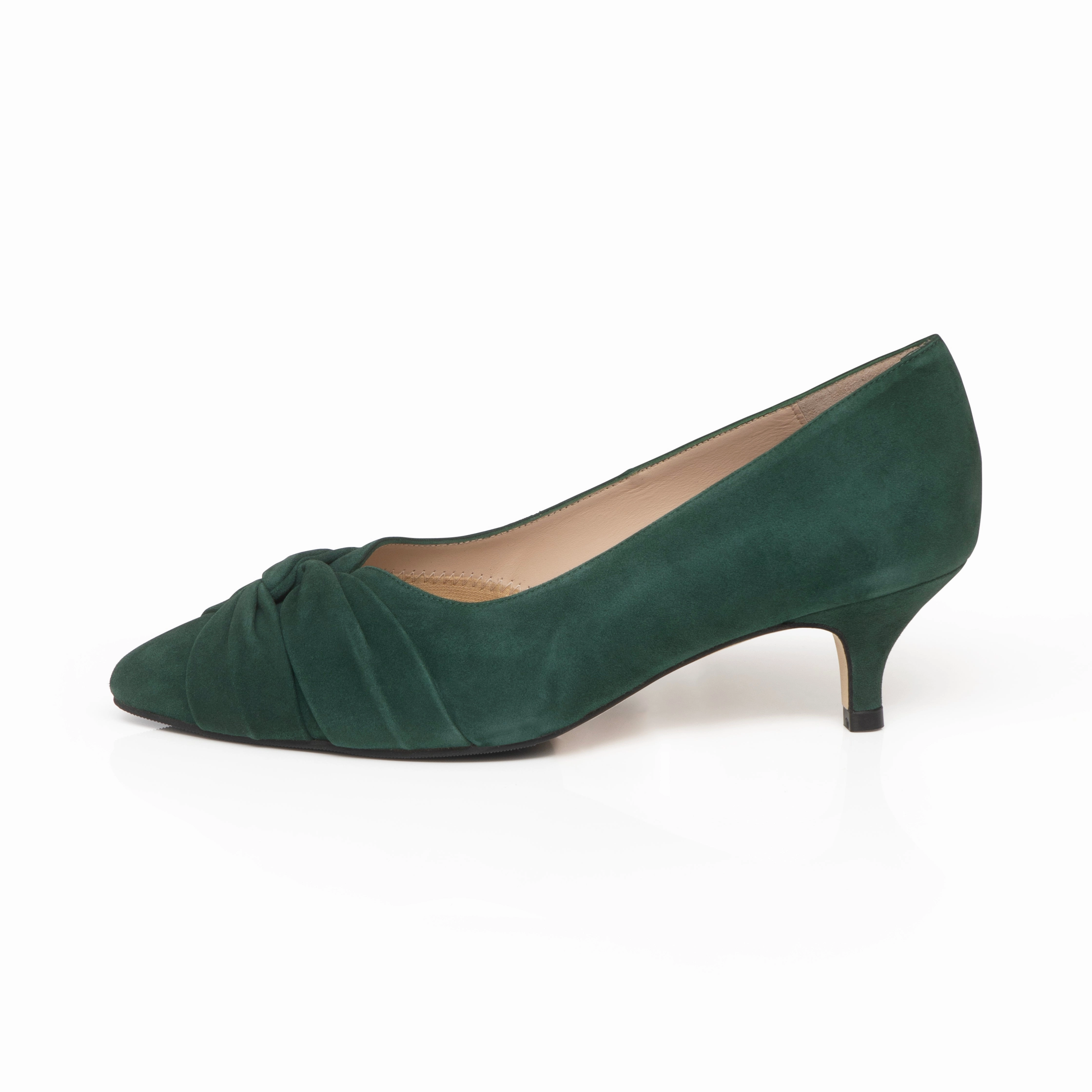 Tandi Extra-Wide Fit Kitten Heels - Dark Green Suede Sneaks High Heel Sneakers