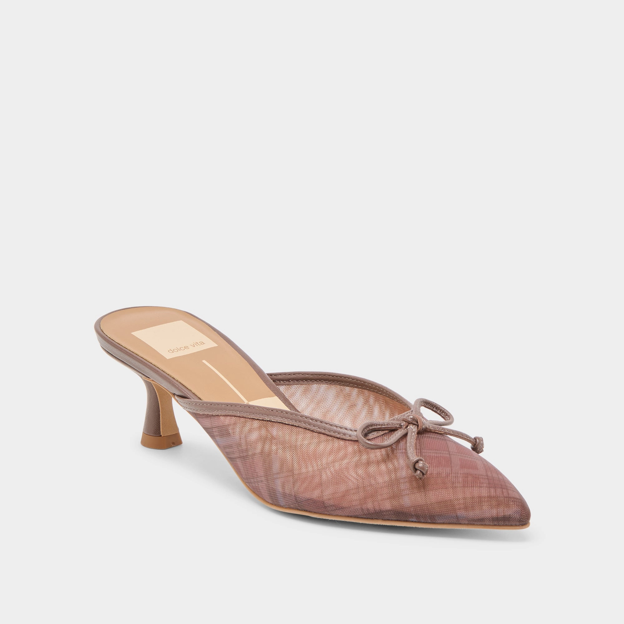 CLEO HEELS COGNAC PLAID MESH