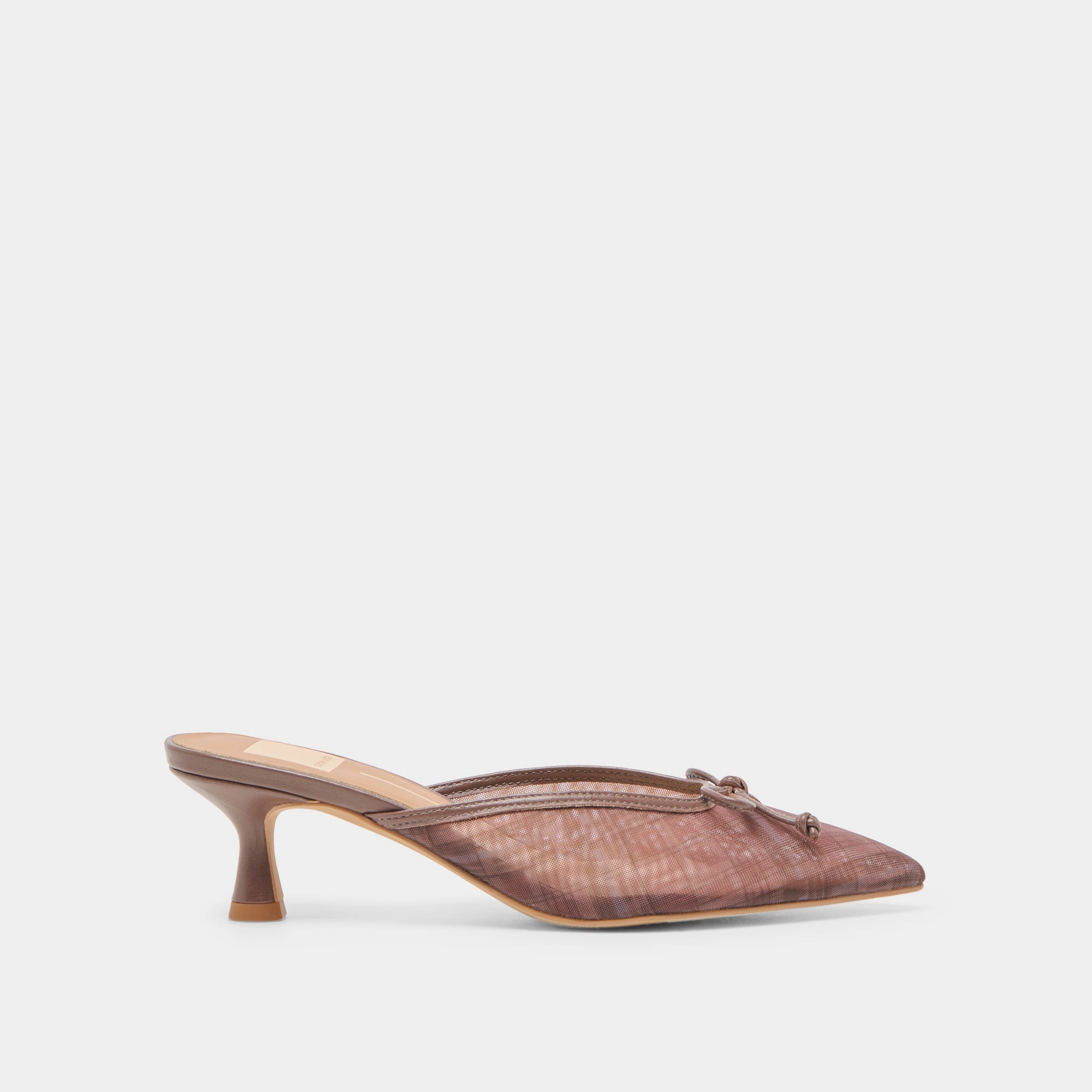CLEO HEELS COGNAC PLAID MESH