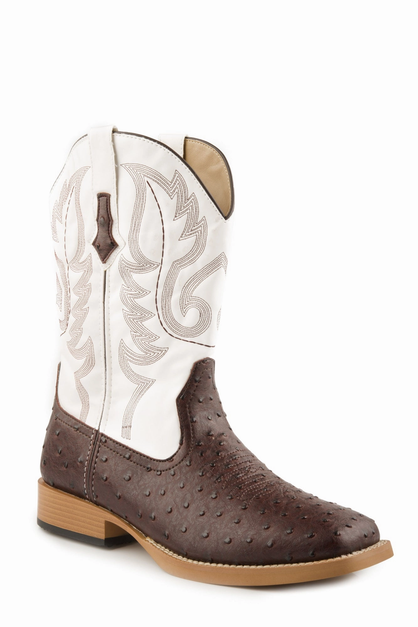 Platform Ankle Boots Roper Mens Bumps Brown/White Faux Leather Cowboy Boots