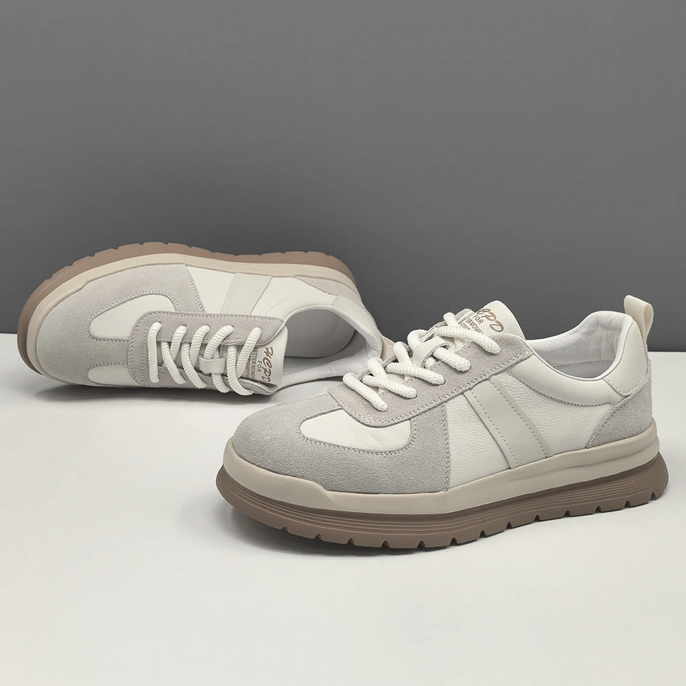 Men Fashion Patchwork Quilted Leather Flat Casual Shoes Barefoot Shoes Flat Feet