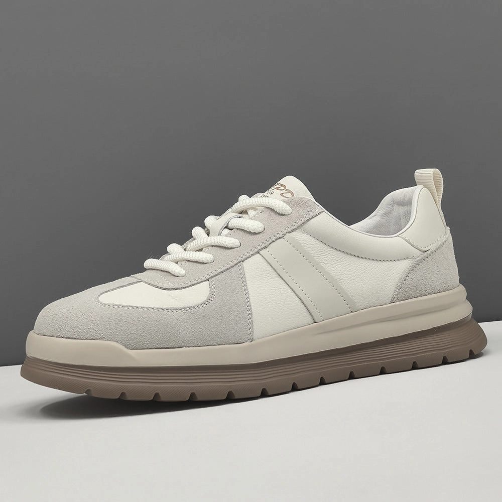 Men Fashion Patchwork Quilted Leather Flat Casual Shoes Flat Comfortable Shoes