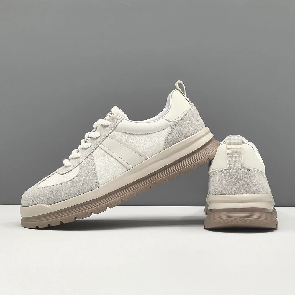 Men Fashion Patchwork Quilted Leather Flat Casual Shoes Gym Shoes Feet