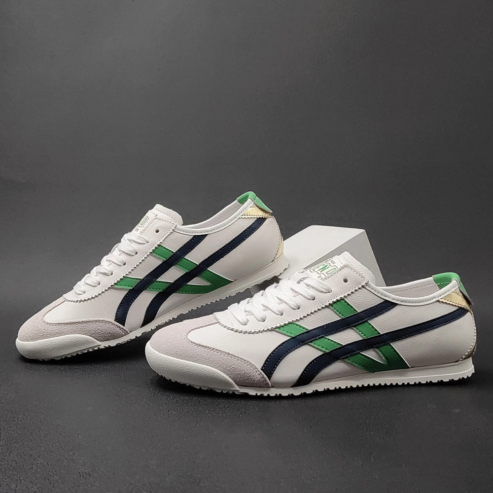 Wearing Flat Shoes Men Stylish Patchwork Leather Flat Casual Shoes