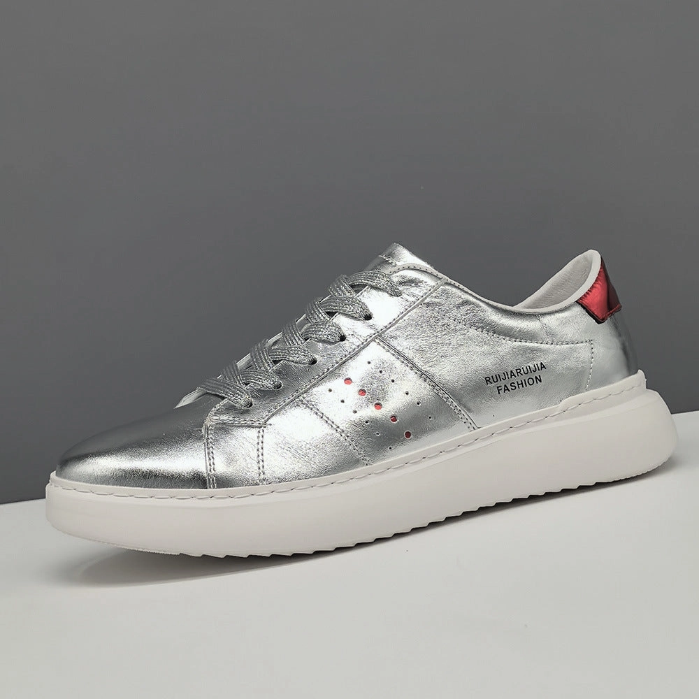 Elastic Flats Shoes Men Fashion Breathable Leather Flat Soft Casual Shoes