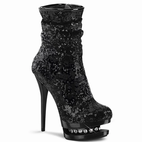 Blondie-R-1009 Black Sequins/Black, 6" Heels Perfume Bottle High Heel