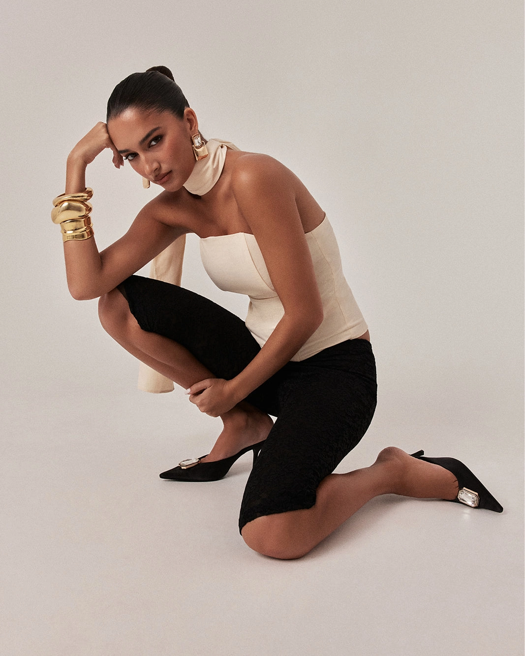 SPARROW - BLACK SATIN Comfortable High Heels