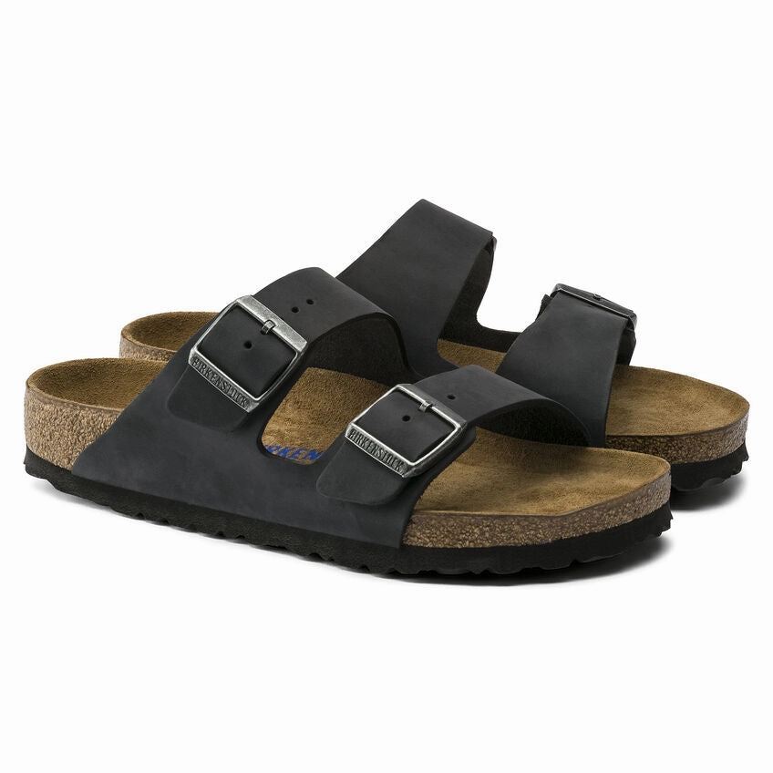 Sandals Arizona Mocha Birkenstock Unisex Arizona Soft Footbed Oiled Leather Sandal - Black