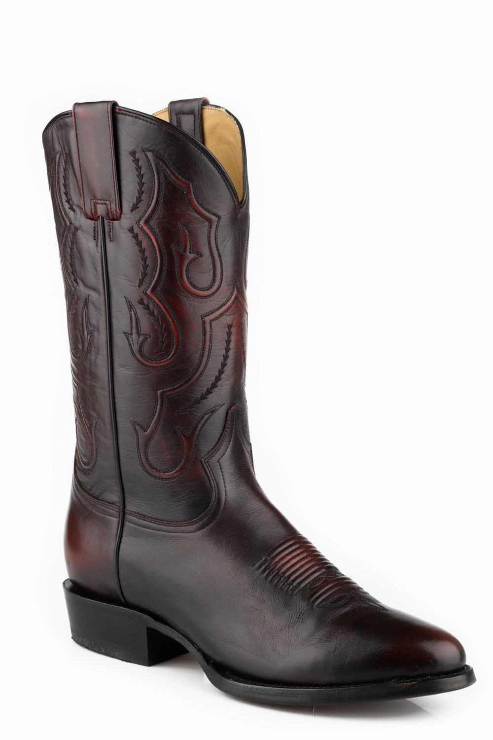 Square Toe Dress Boots Stetson Mens Carlisle Black Cherry Leather 13in Cowboy Boots