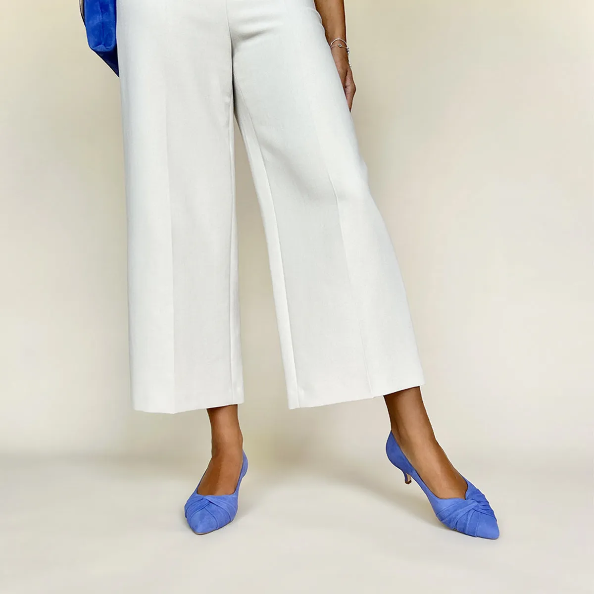 Ankle Lace Up High Heels Tandi Extra-Wide Fit Kitten Heels - Cornflower Blue