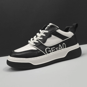 Men Fashion Leather Thick Soled Flat Casual Sneakers Light Shoe Flat Track