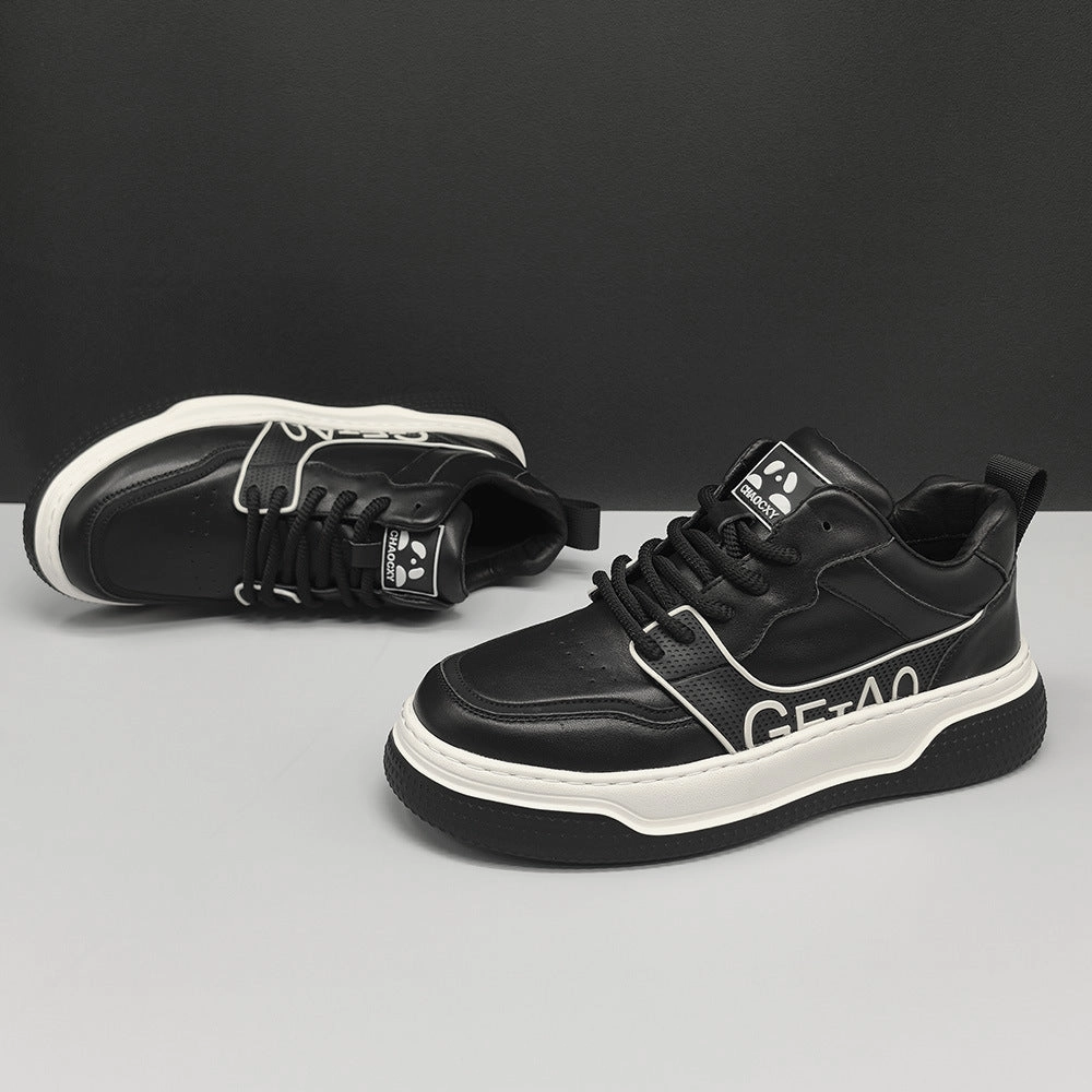 Men Fashion Leather Thick Soled Flat Casual Sneakers City Flats Shoes