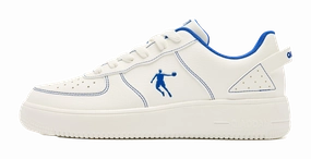 QIAODAN Coverage Slip Resistant, Abrasion Resistant, Height Increasing Low top Skateboard Shoes Men's White Blue Shoes