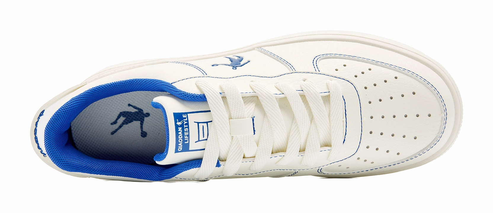 Business Casual With Running Shoes QIAODAN Coverage Slip Resistant, Abrasion Resistant, Height Increasing Low top Skateboard Shoes Men's White Blue