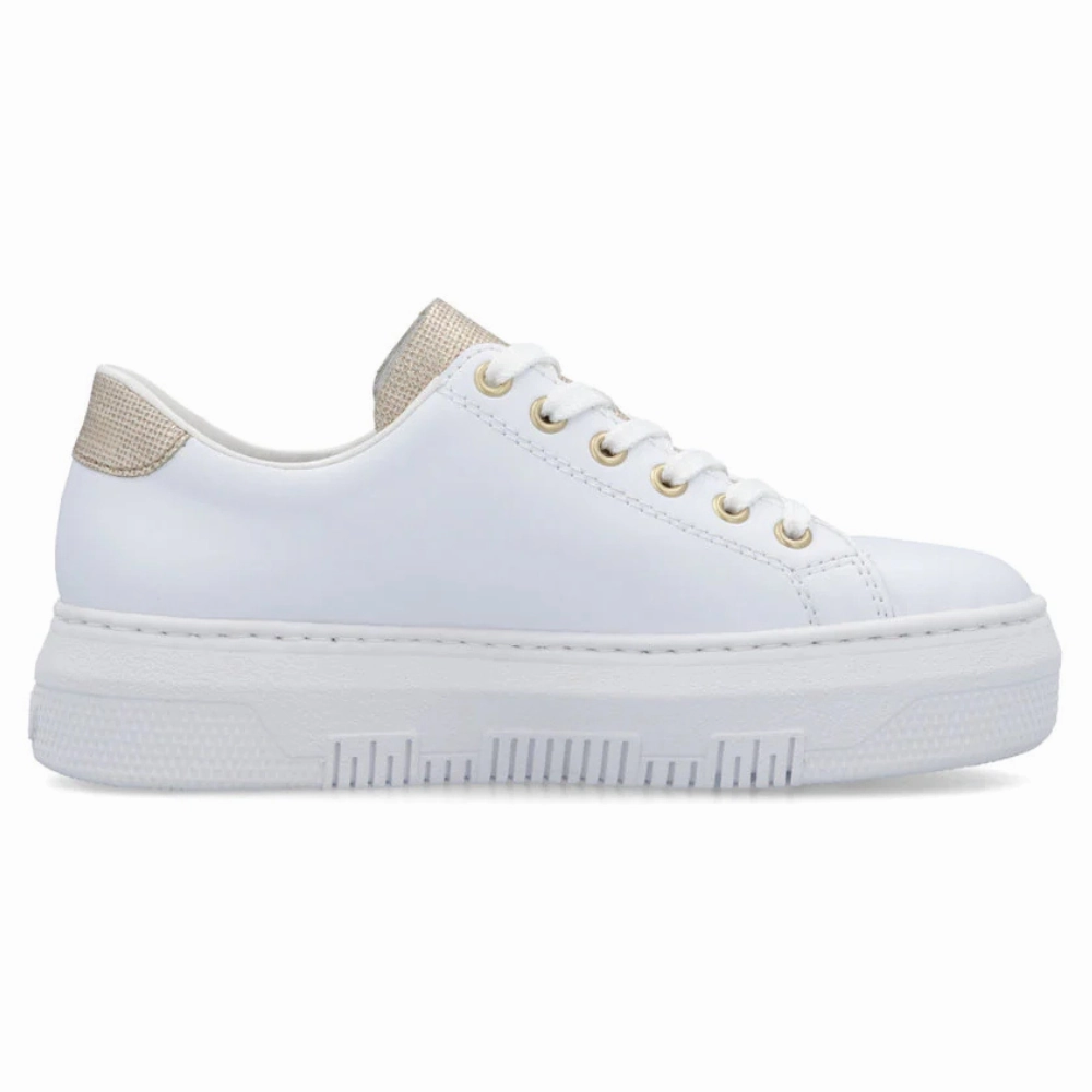 Rieker Enya 21 Off-White Platform Sneaker (Women's) Monk Gothic Americana Platform Casual Shoe