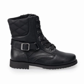 Weatherproof Combat Boot Valencia Imports (Rachel Shoes) Little and Big Girl Leanna Combat Boot w/ Zip Black