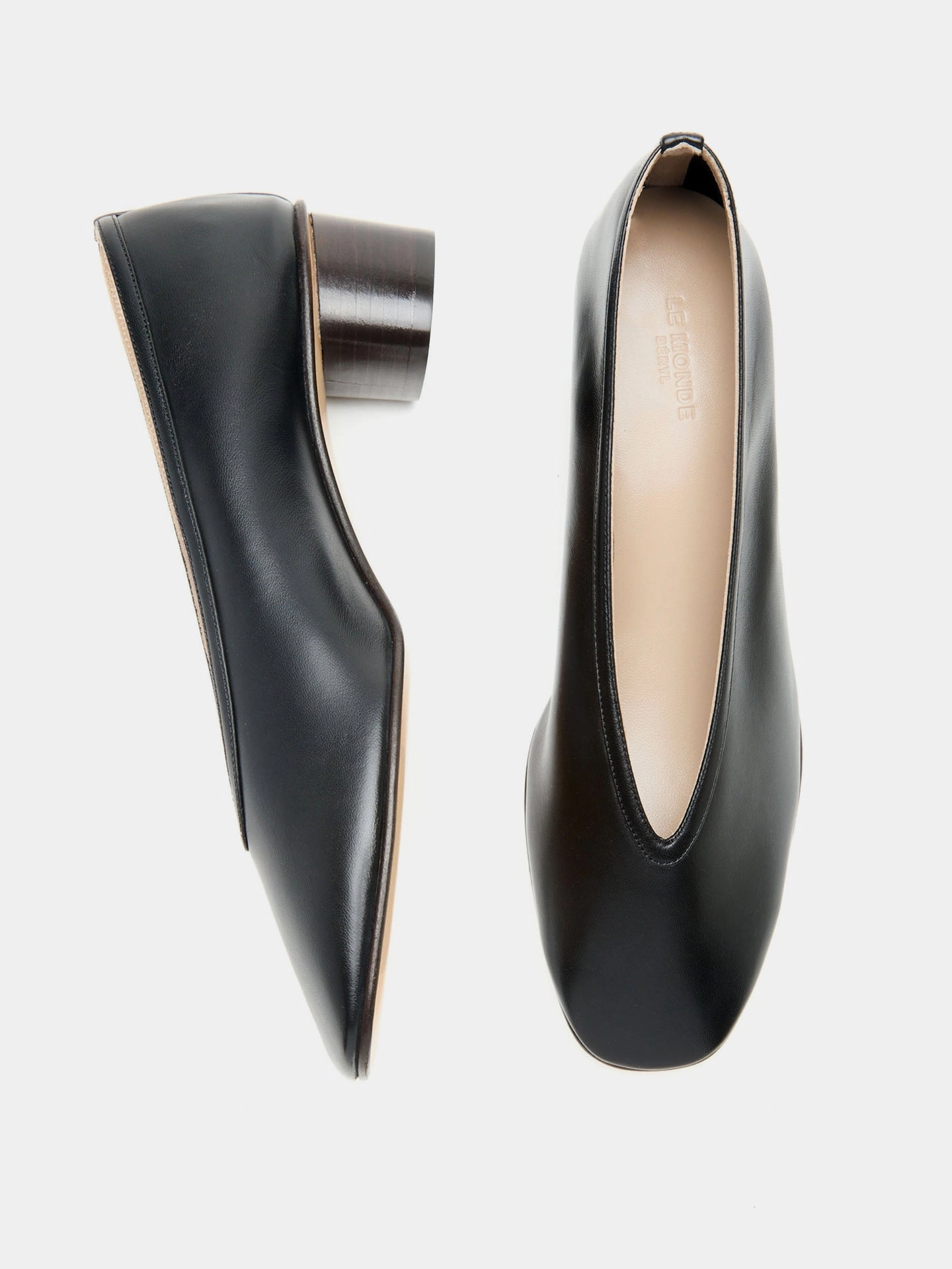 Luna Pump / Black Leather Ankle Strap Platform High Heels