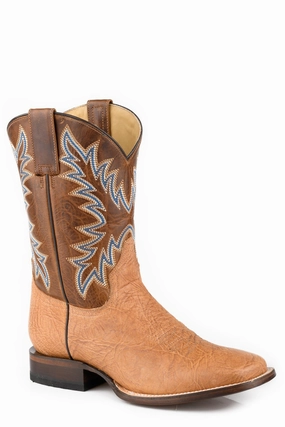 Bike Boots Stetson Mens Cole Tan Bull Shoulder Cowboy Boots