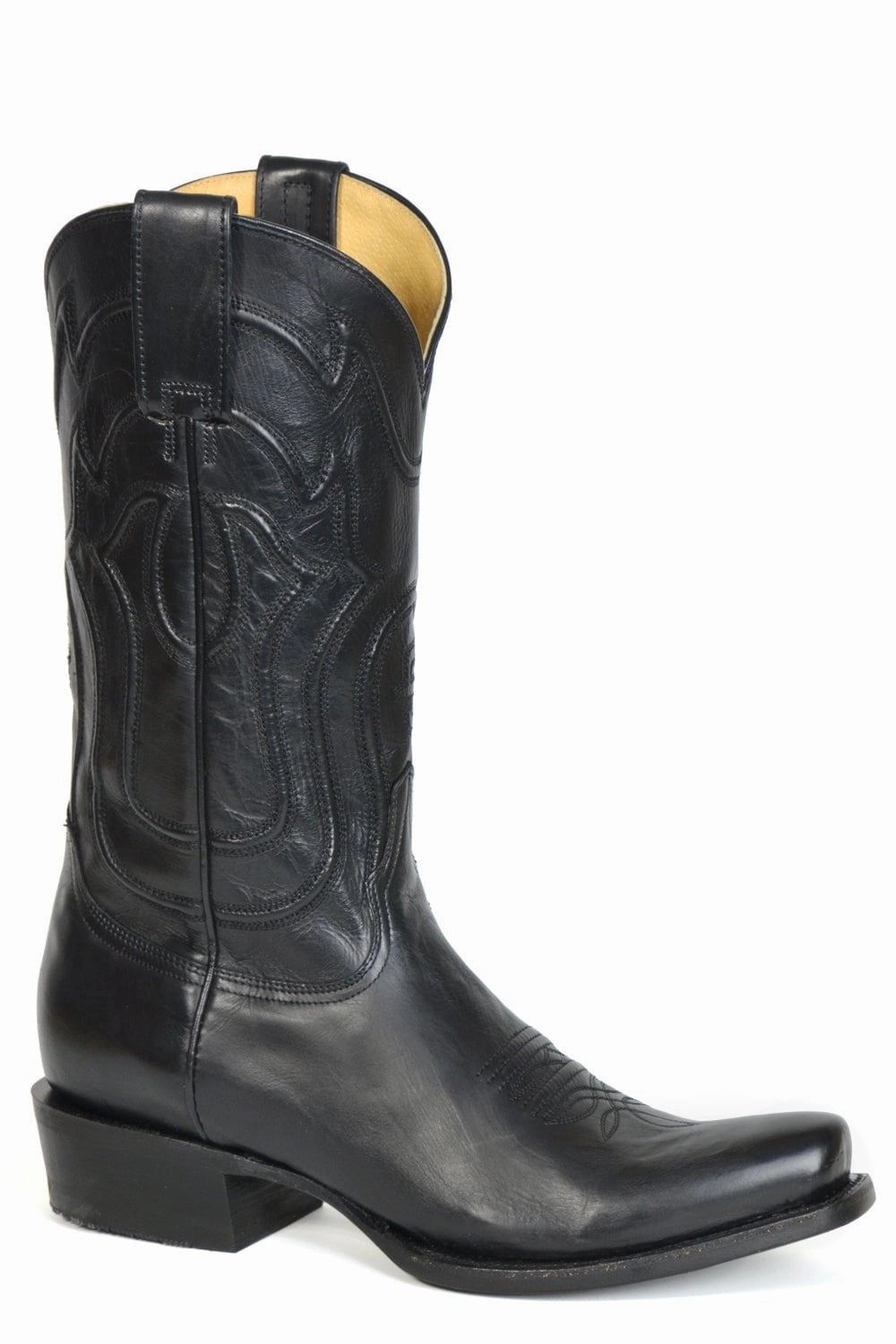 Stetson Mens Garrett Black Leather Cowboy Boots Walking Boots Scarpa