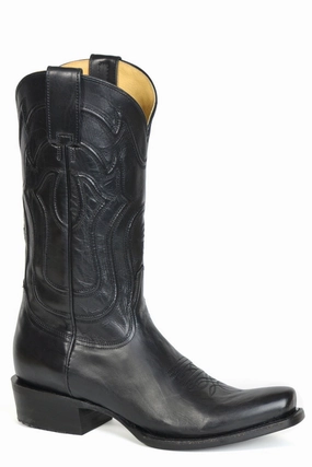 Stetson Mens Garrett Black Leather Cowboy Boots Stilettos Boots